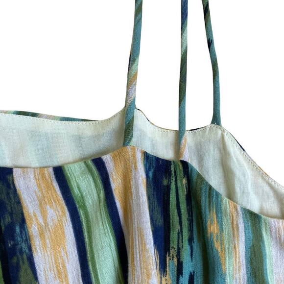 Free People Sz L Heart Shaped Face Asymmetrical Ruffled Mini Dress Green Boho - Picture 14 of 16